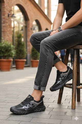 Pepita E097 Rahat Özel Tasarım Günlük Sneaker Erkek Spor Ayakkabı Siyah