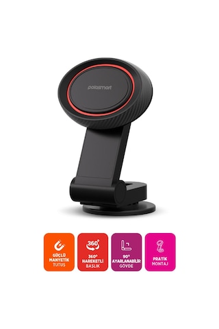 Polosmart Pbs155 Mıknatıslı Araç İçi Telefon Tutucu Siyah