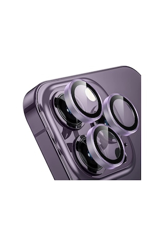 Buff Apple Uyumlu iPhone 13 Pro / 13 Pro Max Kamera Metal Lens Koruyucu Mor