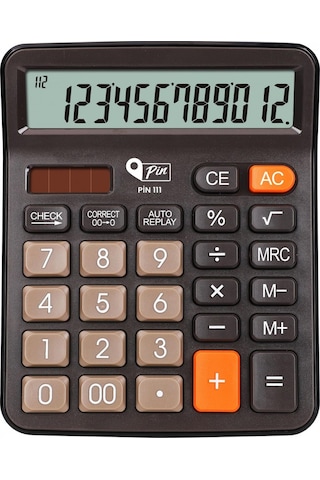 Pin 111 Büyük Boy 12 Hane Masaüstü Hesap Makinesi