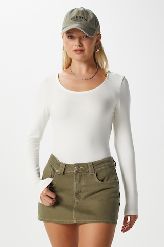Ritnice Kadın Heat Lux Touch U Yaka Ekru Uzun Kol Soft Bluz Ekru