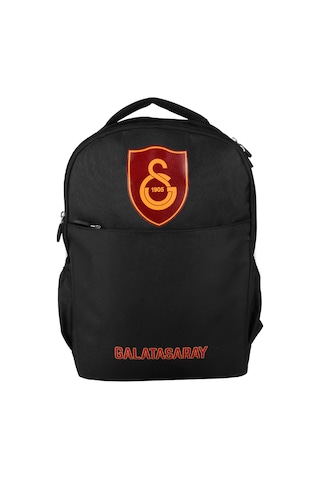 Galatasaray Lisanslı Kırmızı Logo Baskılı Siyah Sırt Çantası