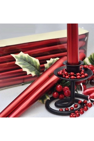 10 Adet Red Candlestıck Kırmızı Şamdan Mumu Kırmızı Mum Parlak Kırmızı Şamdan Mumu Masa Mumu Uzun Mum Renkli