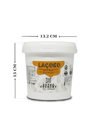 Laçoko Kova Şekersiz Katkısız Glutensiz Vegan Doğal Çifte Kavrulmuş Parçacıklı Extra Crunchy Yer Fıstığı Ezmesi 1 KG