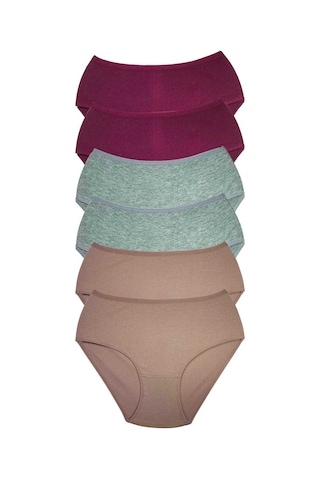 Royaleks 6 Adet Kadın Yüksek Bel Ribana Bato Külot S084 (553476827) Çok Renkli