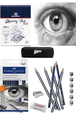 Alex Schoeller A5 Eskiz Defterli 50 Yp Faber Castell Goldfaber Dereceli Kalem Seti 8 Parça