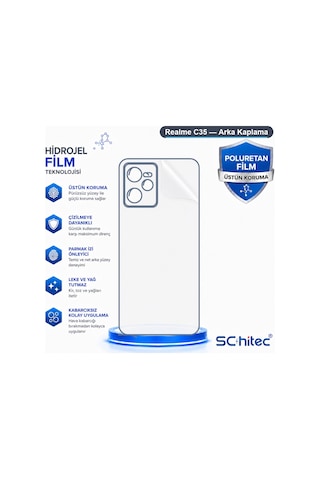 Schitec Realme C35 Uyumlu Arka Yüzey Hidrojel Koruyucu Film