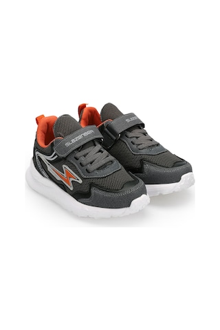 Slazenger KAORU IN Çocuk Cırt Cırtlı Koyu Gri - Turuncu Sneaker