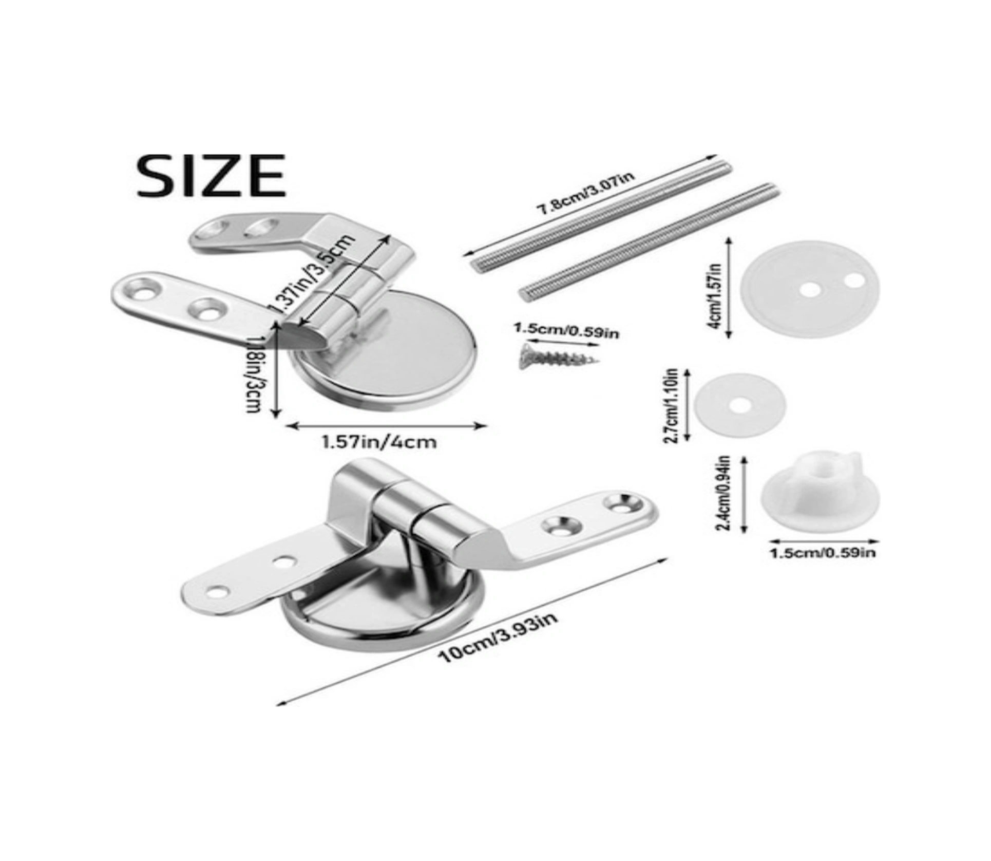 Xiyyadms Banyo Tuvalet Kapağı Zincirli Açık Kapağı, Çelik Somunlu, Çinko Allyuminyum Malzeme, Tam Set Aksesuarlar GÜMÜŞ