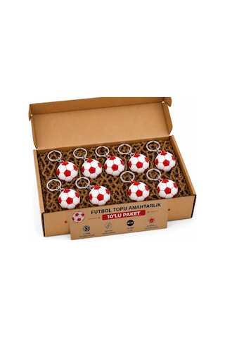 Anahtarlık Futbol Topu 3 Cm Kırmızı Beyaz 10 Lu Paket Qtop Q-0996 Beyaz - Kırmızı