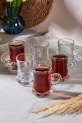 Perotti Pearl 6'lı Boncuklu Cam Çay Bardağı 180 Ml