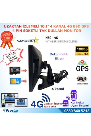 Uzaktan İzlemeli 10.1 İnç Dokunmatik 4 Kanal 4g Gps Bsd Kör Nokta Uyarı Sistemli Monitör