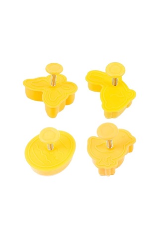 4 Adet Paskalya Tavşanı Desen Kabartma Kalıbı 3d Bahar Bisküvi Ka Sarı