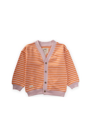 Çizgili Triko Hırka 0-4 Yaş Pudra Şeftali Pudra