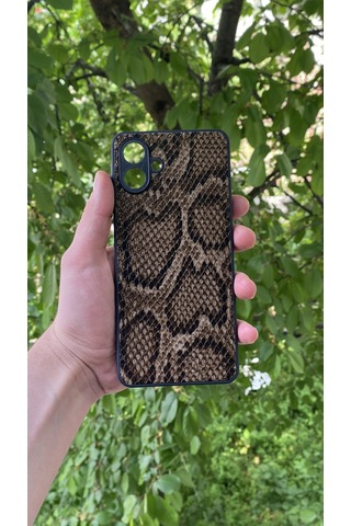 Samsung Uyumlu Galaxy A07 Yılan Desenli Kabartma Dokulu Kılıf Kahverengi