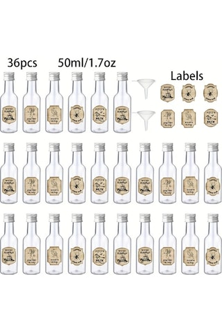 Willowhaven 36 Parça Gümüş Kapaklı 50ml Mini Plastik Cadılar Bayramı Likör Şişesi