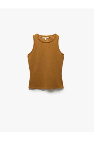 Koton Kolsuz Bisiklet Yaka Slim Fit Basic Atlet Kahverengi 5sak10020uk Kahve