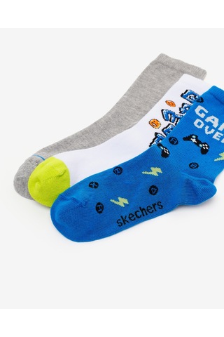Skechers 3'lü Paket Funny Feet Uzun Çorap Büyük Erkek Çocuk Beyaz-gri-mavi Sk2520125-3474