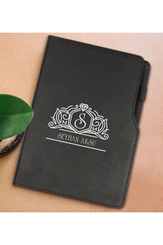 BK Gift Kişiye Özel İsimli Siyah Termo Deri Not Defteri 15x21cm-1
