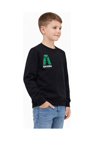 Baglan Erkek Çocuk Önü Baskılı Sweatshirt Bgl-st05234 Siyah