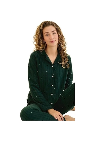 Serel Collection Kadın Pijama Takımı Sıcak Tutan Yumuşak Dokulu Yesl