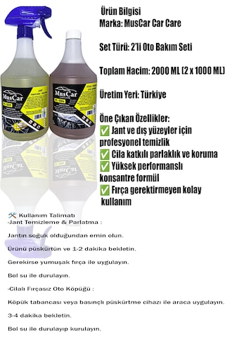Muscar Oto Bakım Seti Jant Temizleyici+cilalı Fırçasız Oto Köpüğü