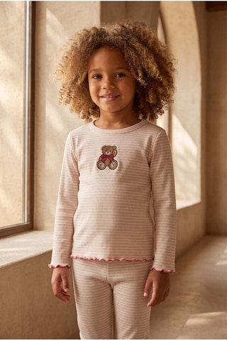Katia&bony Kız Çocuk Teddy Desenli Pijama Takımı Ekru Ekru