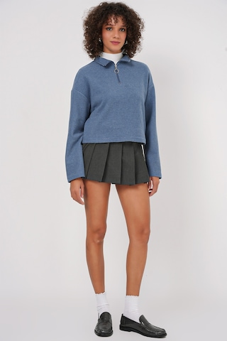 Bigdart 55449 Fermuarlı Yaka Örme Sweatshirt - İndigo