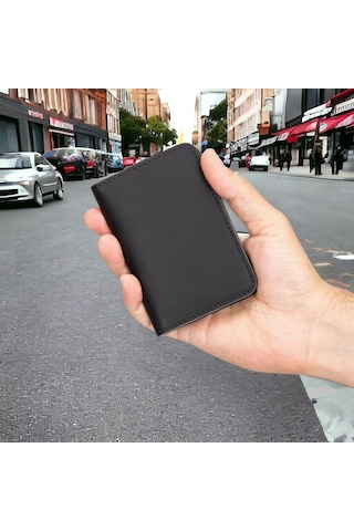 Enrico Slim Deri Kartlık G1 Mat Siyah