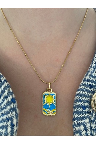 Vıp Seri - Güneş Kararmaz Çelik Kadın Gold Kolye Modern Ve Şık Altın