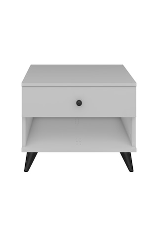 Simple Komodin Tek Çekmeceli 60x44x48 Beyaz Beyaz