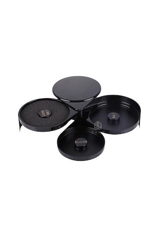 Youtek Siyah Üç Katlı Plastik Bar Baharat Kutusu - Tuz Kenarı Tasarımı İle Margarita Ve Kokteyller İçin Profesyonel Depolama Diğer