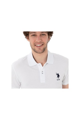 U.S. Polo Assn. Erkek Slim Fit Polo Yaka Basic Tişört Beyaz