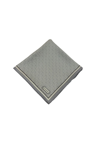 Vakko Twill İpek Eşarp - Helezon Monogram - Açık Gri Krem