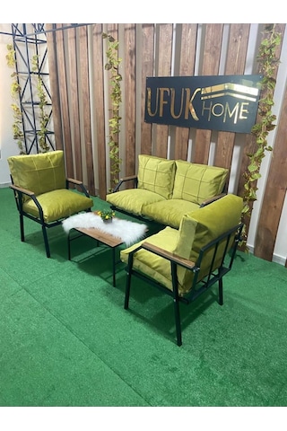 Ard & Garden Linda 2 1 1 Sehpa Bahçe Takımı, Balkon Mobilyası, Şık Ve Rahat Balkon Bahçe Mobilyaları Koltuk Yeşil