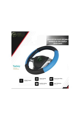 Direksiyon Kılıfı Geçmeli Minibus 42 Cm 4 Parça Siyah-mavi Siyah - Mavi