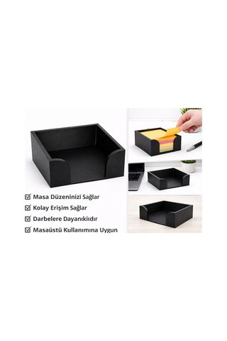 Sade Tasarım Not Kağıdı Standı Masaüstü Küp Notluk Tutucu Sert Plastik Not Organizer Ofis & Masa Çok Renkli