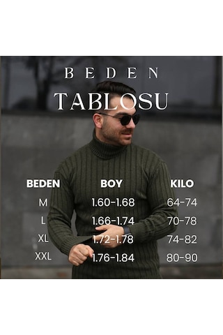 Erkek Kazak Klasik Balıkçı Yaka Boğazlı Slim Fit Örgü Erkek Triko Kazak