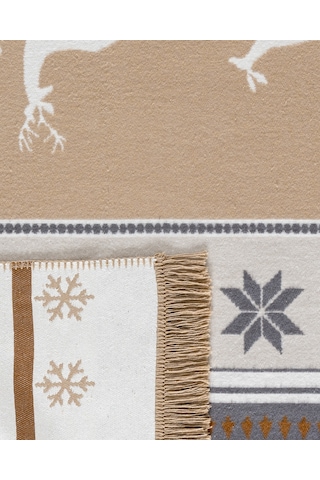 Cascade Pamuklu Saçaklı Dokuma Kilim - Beyaz/bej/antrasit - 120x180 Cm 8684427148594 Çok Renkli