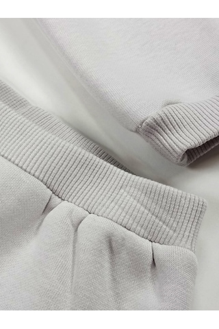 Sevimli Kabartma Baskılı Kapşonlu 3 İplik İkili Bebek Takımı Çok Renkli