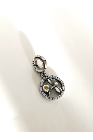 Gümüş Işıltılı Sarı Yusufcuk Pan Tasarım Bileklik Uyumlu Charm 1