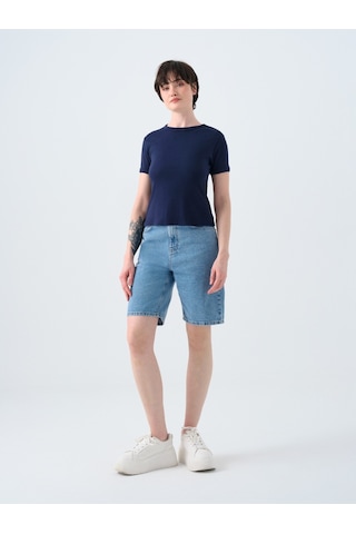 Fitted Kadın Tshirt K.kol Lacivert