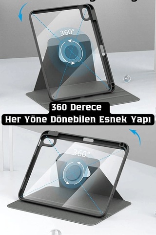Apple Uyumlu iPad 11. Nesil A16 2025 360 Dönebilen Yatay Dikey Standlı Fuchsia Pino Tablet Kılıfı Kılıf