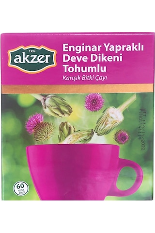 Akzer Enginar Yapraklı Deve Dikeni Tohumlu Karışık Bitki Süzen Poşet Çay 60 x 2 G