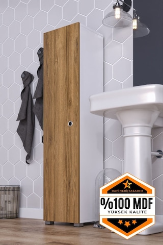 Rafineri Tasarım Saltık Çok Amaçlı Dolap Tek Kanat Raflı Mdf Beyaz Ceviz