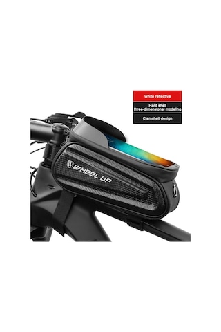 Moveevo Erkek Kadın Bisiklet Çantası, Pvc Materyal, Su Geçirmez Dokunmatik Ekran, 23x11cm, Beyaz Işıklı, Dağ Bisikleti Üst Boru Çantası Beyaz