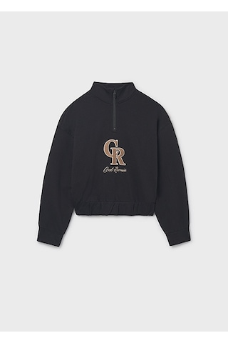 Mayoral Siyah Kız Çocuk Kabartmalı Sweatshirt 7424 Siyah