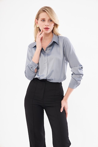 Klasik Saten Gömlek Gri Gri