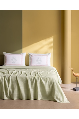 Mathilda Tek Kişilik %100 Pamuk Karde Düz Pike Takımı - Mint Yeşili 8684427200438 Yeşil