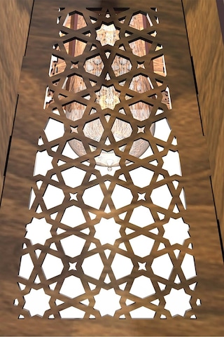 Selçuklu Motif Ahşap Vintage Rustik Salon Avize Ceviz 30x13